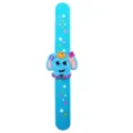 Blue cartoon elephant slap bracelet with cute stars, fun silicone wristband toy for kids. - Blue Elephant Slap Bracelet