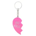Close-up detail of the pink PVC heart keychain pendant showing smooth texture and metal ring. - Letters BFF 02