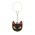 Schattieve zwarte kat PVC sleutelhanger met metalen ring, Halloween cartoon stijl accessoire. - Zwarte Kat Stijl (07)