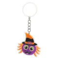 Halloween spinnen PVC sleutelhanger schattige heksenhoed metalen ring detail aanzicht - Lichtgevende Spin Stijl (01)