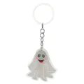 Close-up detail van de schattige spook PVC sleutelhanger met een oplichtende hanger. - Lichtgevende Geest Stijl (06)