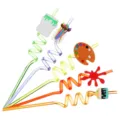 Colorful art curly drinking straws set, funny paintbrush and palette design for kids party. - Assorted Colors