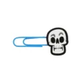 Detailansicht einer niedlichen Halloween Cartoon Totenkopf PVC weichen Büroklammer. - Skelett Lesezeichen