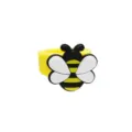 Vue de détail de la jolie bague abeille dessin animé en caoutchouc souple enfants. - Bague Abeille 01