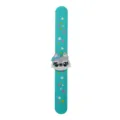 Bracciale slap gatto simpatico con stelle colorate dettaglio, giocattolo in silicone per bambini - Stile 06 (Gatto Fiocco Teal)