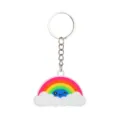 Joli porte-clés nuage arc-en-ciel en PVC souple accessoire pour clés de voiture et sacs style - Arc-en-ciel