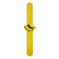 Yellow silicone racing car slap bracelet for kids party, fun cartoon wristband toy accessory. - Racing Car Slap Bracelet 02 (Yellow)