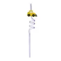 Niedliche Cartoon Bagger Detailaufnahme des klaren Kunststoff Spiral Trinkhalms Party. - Lila