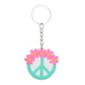 Porte-clés hippie vintage bohème en PVC souple anneau de clé pendentif voiture accessoire - Signe de paix