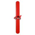 Red silicone slap bracelet for kids with cute racing car design, ideal for party favors. - Racing Car Slap Bracelet 03 (Red)