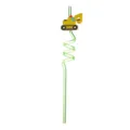 Cannuccia di plastica verde con ciondolo escavatore giallo per feste di bambini - Verde