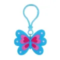 Porte-clés papillon bleu avec motif de cœur rose, accessoire souple en PVC pour sac mignon - Papillon 01