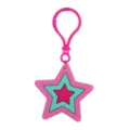 Gros plan sur le porte-clés étoile en PVC rose, pendentif étoile coloré à couches. - Étoile 01