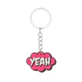 Détail de porte-clés YEAH en caoutchouc souple PVC, pendentif d'anneau métallique. - Porte-clés en Métal YEAH