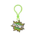 Joli porte-clés PVC POW style BD avec anneau vert, super accessoire pour enfant. - Porte-clés Ampoule POW