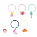 Leuke kinderen siliconen ring sleutelhangers set met prinses kasteel hart toverstaf. - Siliconen Armband Willekeurig Gemengd