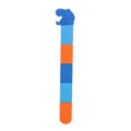 Vue détaillée du bracelet slap en silicone pour enfants avec tête de dinosaure et rayures. - Tête de Dinosaure Bleue