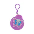 Portable folding butterfly mirror and hair comb keychain detail view, cute mini. - Butterfly Mirror Comb / Purple