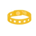 Détail de bracelet troué en silicone jaune, accessoire de bracelet DIY en caoutchouc souple. - Jaune