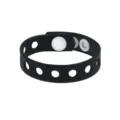 Bracelet en silicone noir avec des trous et des boutons blancs, idéal pour les pendentifs DIY. - Noir