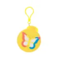 Mini portable folding hairbrush with mirror, cute butterfly design, compact travel comb. - Butterfly Mirror Comb / Yellow