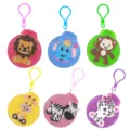 Cute cartoon folding pocket hair brush with mirror portable mini travel makeup comb set - Random Forest Animal Mix