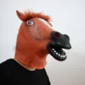 Maschera da testa di cavallo in latex animale spettacolo puntello per festa di Halloween - Testa di Cavallo Marrone
