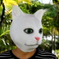 Divertida máscara de gato animal blanco tocado realista espeluznante fiesta accesorio - Gato Blanco
