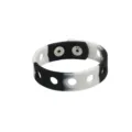 Black and white silicone bracelet with metal snap buttons, stylish wristband accessory. - Section Color 02