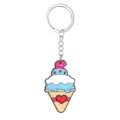 Cute ice cream keychain, cartoon PVC pendant with metal ring for car keys and bag charms. - Ice Cream Style 03