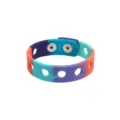 Colorful silicone wristband with metal snaps, multi-color adult bracelet variant. - Section Color 04