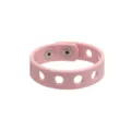 Pink silicone wristband with metal snaps and round holes for charm DIY accessory. - Lotus root pink