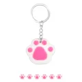 Simpatico portachiavi con zampa di gatto rosa e bianco, accessorio adorabile per feste di animali. - Bianco Metallo