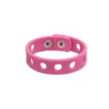Pink silicone wristband with metal snaps, colorful charm bracelet accessory for adults. - Pink