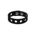 Black silicone bracelet wristband with metal snap buttons and holes adult fashion jewelry parts - Black