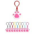 Cute paw print keychain colorful ring pet cat dog party supplies keyring accessory gift item - White Bulb Clip