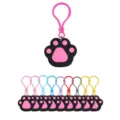 Cute silicone animal paw keychain with colorful hook, portable pet pendant bag accessory. - Black Bulb Clip