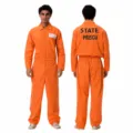 Orangefarbenes Gefangenen Kostüm Jumpsuit für Herren Halloween Cosplay Party Verkleidung - M / Set / Erwachsener Häftling Jumpsuit Set