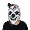 Halloween scary demon clown latex mask with mini top hat and hair for party horror costume prop - Black Hat Clown