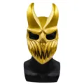 Gold deathcore demon mask PVC scary horned skull mask for Halloween party costume cosplay prop - Yellow Style