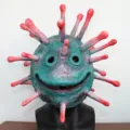 Halloween scary coronavirus latex mask novelty green horror party costume funny props - Long Horn Virus