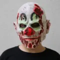 Halloween scary bloody clown latex mask for costume party, creepy zombie devil cosplay headgear. - Foam Bald Clown