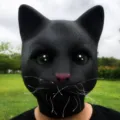 Mascara de cabeza de gato negro realista disfraz de animal para fiesta de Halloween cosplay - Gato negro
