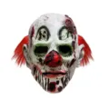 Halloween creepy clown latex mask with red hair and scary bloody details for party. - Foam Bald Clown with Hair