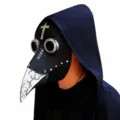 Punk vintage plague doctor mask, black latex bird beak mask for Halloween party costume. - Cross Black Beak