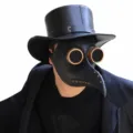 Steampunk plague doctor mask with top hat halloween costume cosplay props latex material. - Black Long Beak