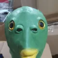 Green fish monster latex mask for Halloween cosplay, party costume, and funny performance prop. - Green Fish Head + Cigar