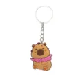Porte-clés mignon de capybara de dessin animé pendentif de sac avec écharpe rose - Porte-clés Capybara 01