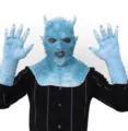 Blue demon latex mask and gloves set, perfect for Halloween party and cosplay events. - Blue Lie Gloves