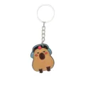 Joli porte-clés capybara avec casque bleu, pendentif animal en silicone souple et anneau. - Porte-clés Capybara 03